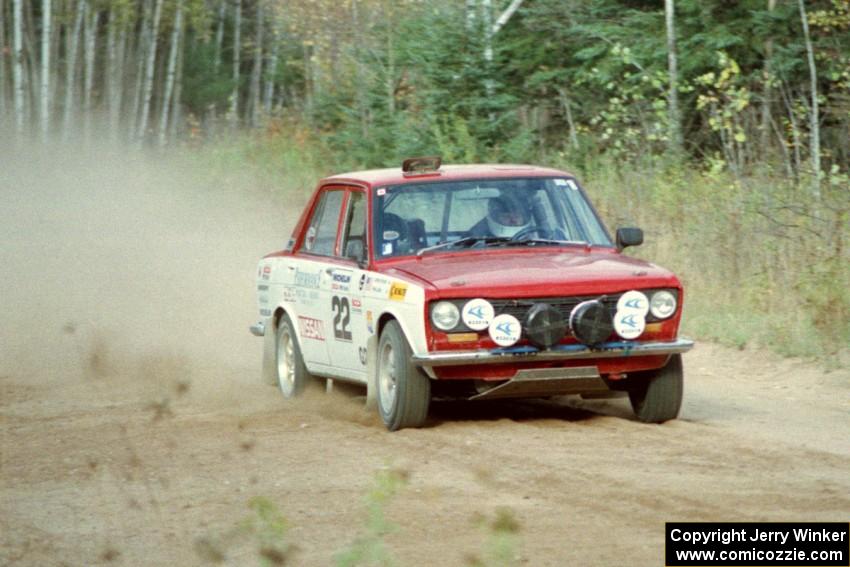 Pete Lahm / Jimmy Brandt rocket away from the start of Menge Creek I in their Datsun 510.