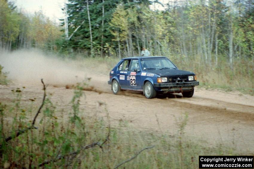 Mark Utecht / Paul Schwerin prepare to drift their Dodge Omni GLH-Turbo near the start of Menge Creek I.