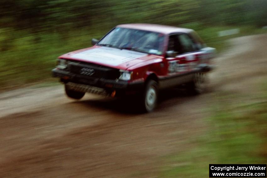 Jon Kemp / Gail McGuire hit the culvert near the end of Menge Creek II at speed in their Audi 4000 Quattro.