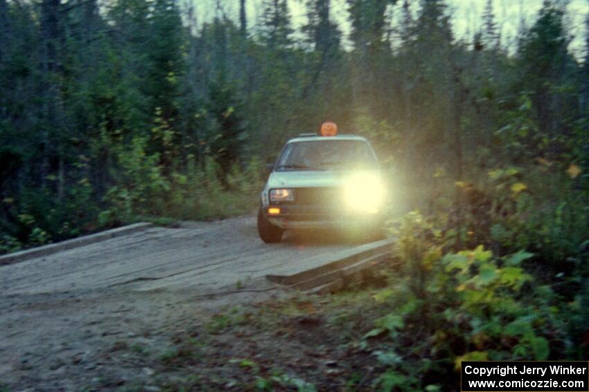 Eric Burmeister / Mark Buskirk come screaming across the final bridge of Menge Creek II in their VW GTI.