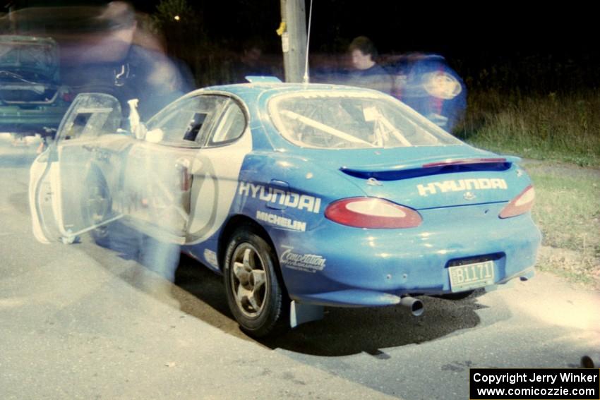 The Paul Choiniere / Tom Grimshaw Hyundai Tiburon at Kenton service.