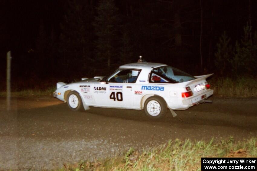 Ted Grzelak / Dan Gildersleeve drift their Mazda RX-7 through a 90-right near the end of the rally.