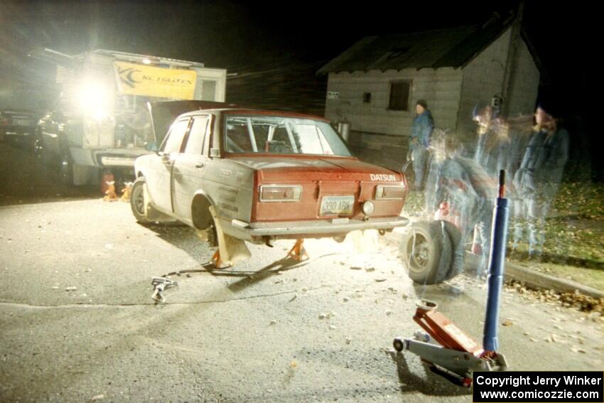 Pete Lahm / Jimmy Brandt work on their Datsun 510 at the second Kenton service.