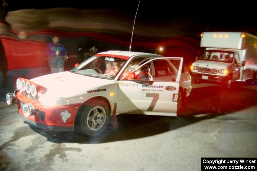 Henry Joy IV / Michael Fennell prepare for the final stages of the night in their Mitsubishi Lancer Evo II.