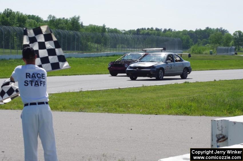 Three Sheets Ford Contour and Brake Dusters BMW 540 takes the checkered flag