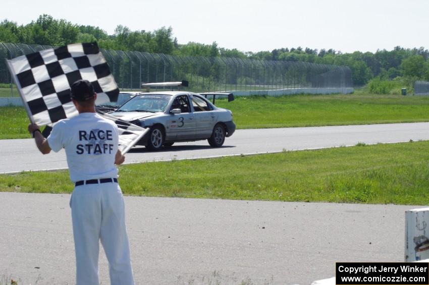 Three Sheets Ford Contour and Brake Dusters BMW 540 takes the checkered flag