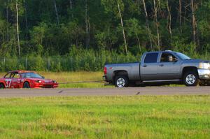 Trump Chump Honda Prelude gets pulled back onto the track after going off at turn 2