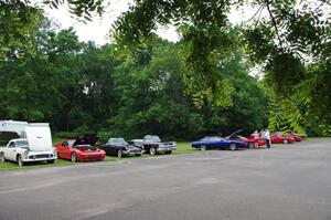 Cars on display on the lawn