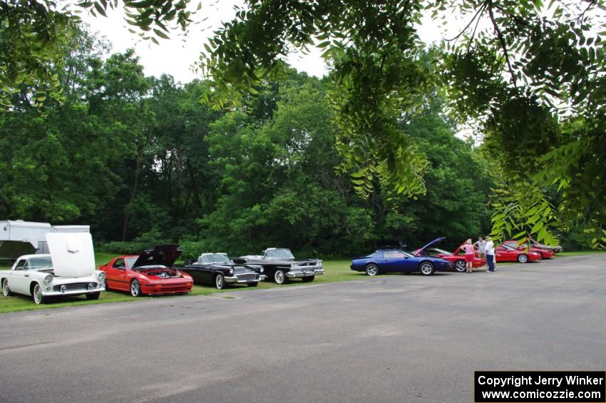 Cars on display on the lawn