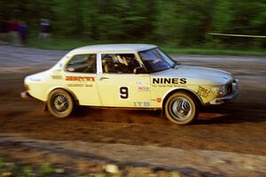 Mike Winker / Doug Dill take an uphill sweeper in their SAAB 99 at the crossroads spectator location.