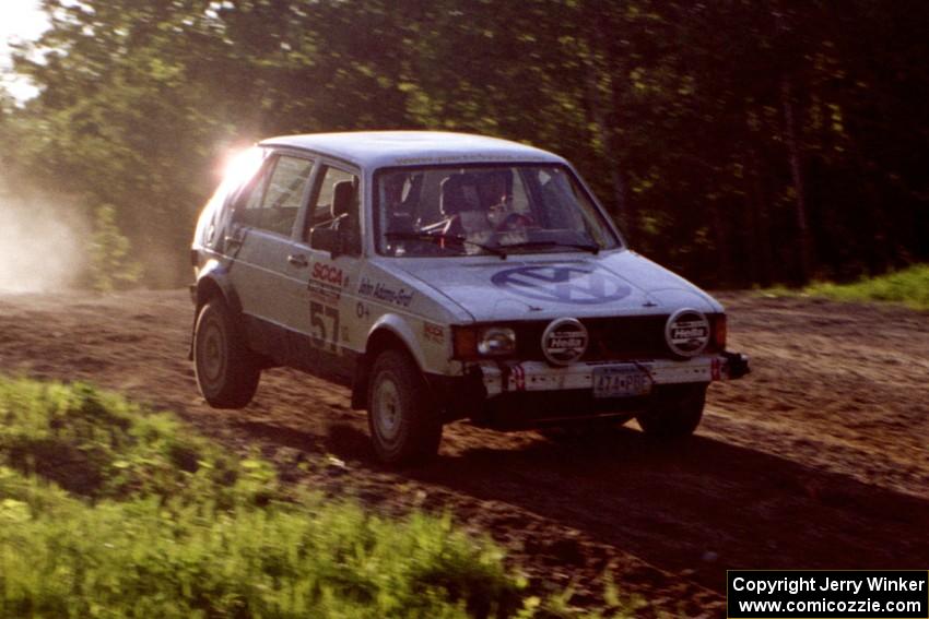 Damien Crane / John Adams-Graf jumped at the crossroads in their VW Rabbit.