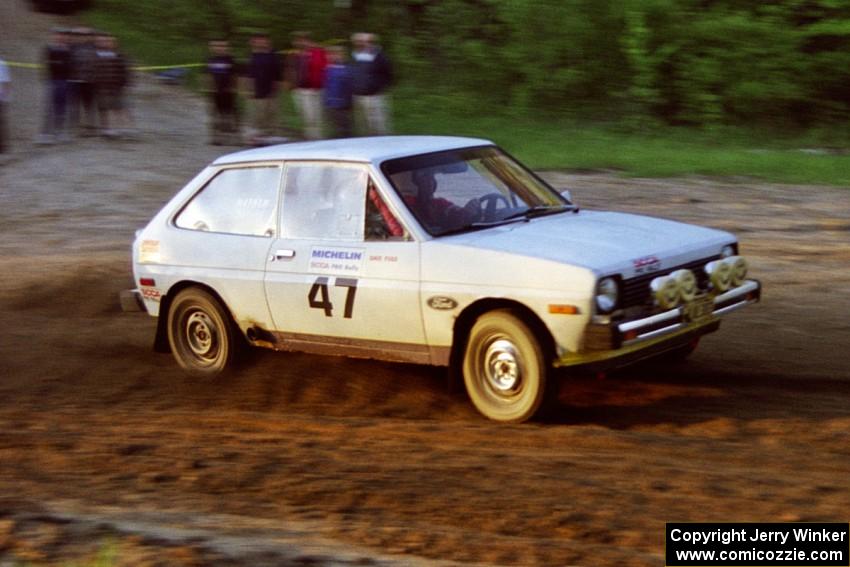 J.B. Niday / Dave Fuss drive their Ford Fiesta uphill at the crossroads spectator area.