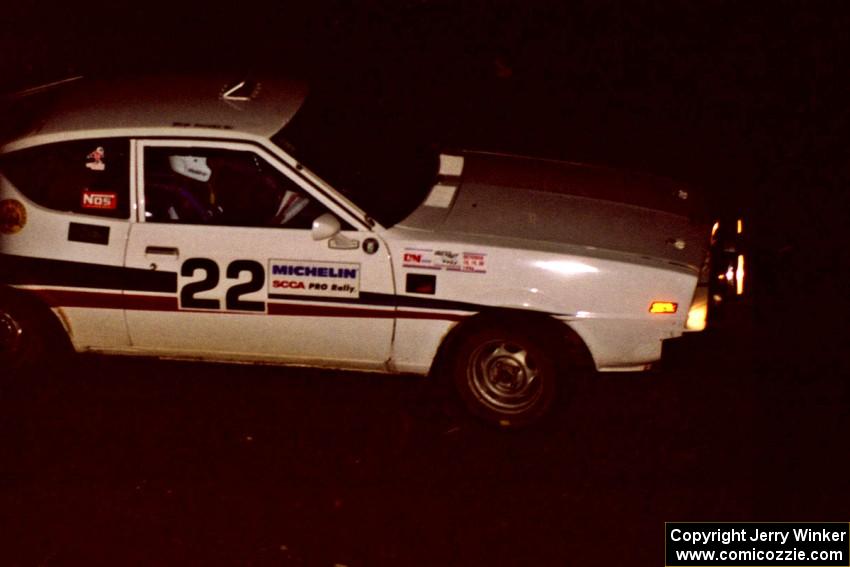 Jeremy Butts / Peter Jacobs at speed in their Plymouth Arrow at the crossroads.