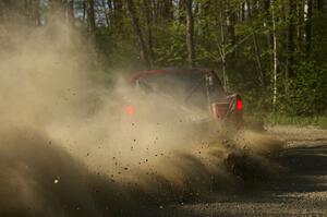 Jim Cox / Scott Parrott throw a spray of gravel skyward on SS2 in their Chevy S-10.