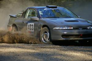 Erick Nelson / Greg Messler set up for a right-hand hairpin on SS3 in their Mitsubishi Eclipse.