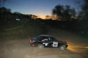 Brian Dondlinger / Dave Parps at a dowhill right spectator point on SS5 in their Nissan Sentra SE-R.