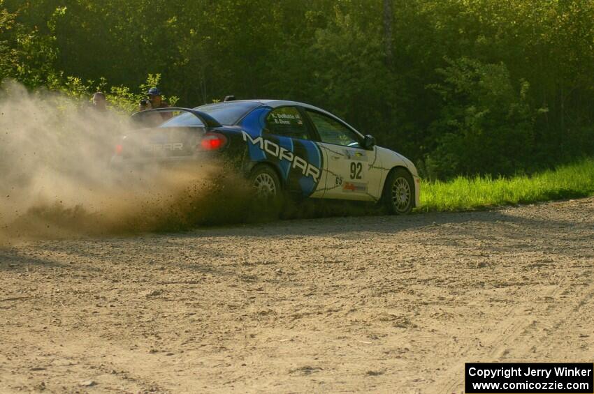 Paul Dunn / Kim DeMotte drift their Dodge SRT-4 through a 90-left on SS2.