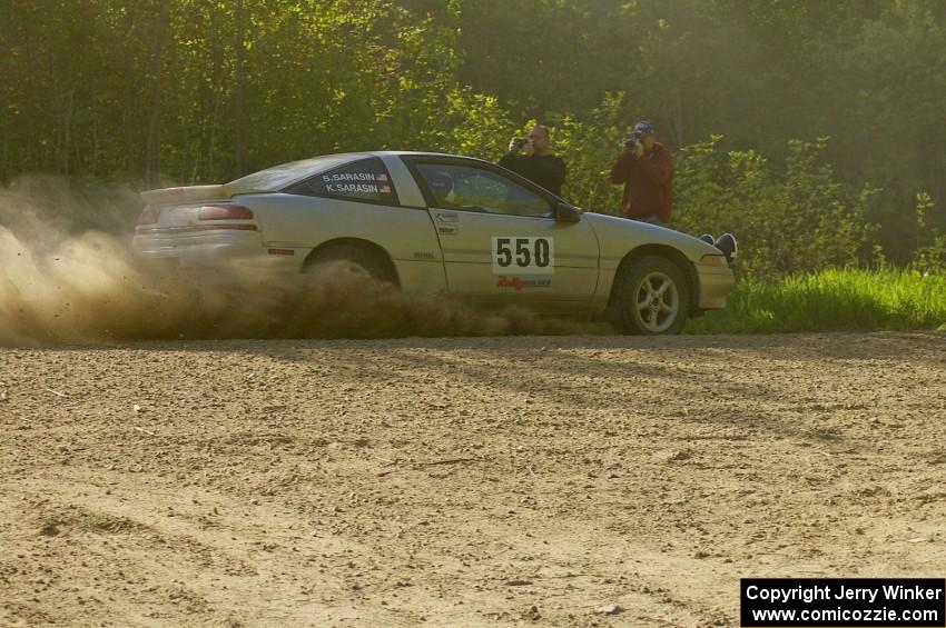 Kyle Sarasin / Stuart Sarasin at speed through a 90-left on SS2 in their Mitsubishi Eclipse.