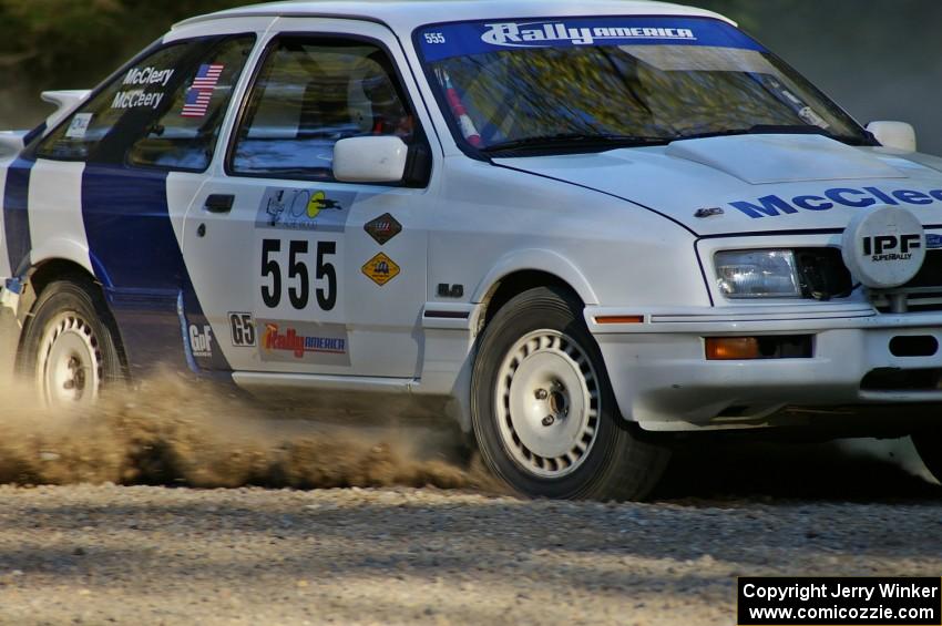 Colin McCleery / Nancy McCleery set up for a hairpin left in their Ford Sierra XR8 on SS3.