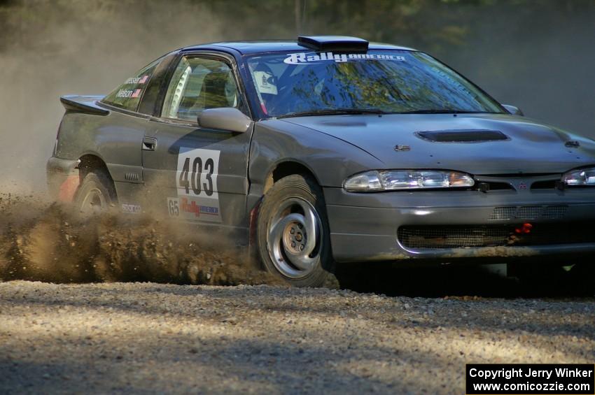 Erick Nelson / Greg Messler set up for a right-hand hairpin on SS3 in their Mitsubishi Eclipse.