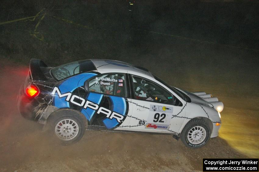 Paul Dunn / Kim DeMotte prepare for a downhill right on SS5 in their in their Dodge SRT-4.