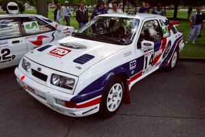 Garen Shrader / Doc Shrader Ford Sierra Cosworth at the green before the rally.
