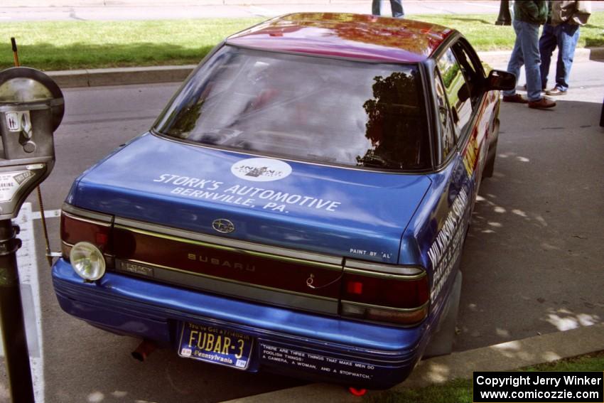 Dean Fry / Don Kennedy Subaru Legacy at the green before the rally.