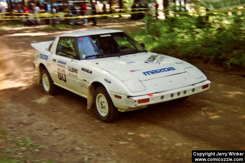 Ted Grzelak / Chris Plante Mazda RX-7 on SS2, Asaph Run.