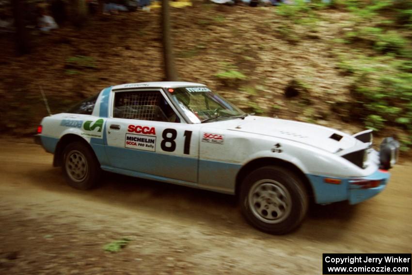 Greg Gilfeather / Dave Gartner Mazda RX-7 on SS2, Asaph Run.