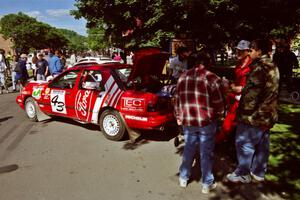 Mike Whitman / Paula Gibeault Ford Sierra Cosworth at the green during the midday break