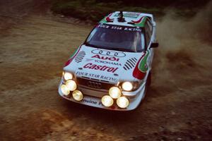 Frank Sprongl / Dan Sprongl Audi S2 Quattro at a 90-left on SS7, Wilson Run I.