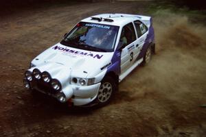 Carl Merrill / Lance Smith Ford Escort Cosworth RS at a 90-left on SS7, Wilson Run I.
