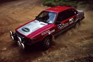 Jon Kemp / Gail McGuire Audi 4000 Quattro at a 90-left on SS7, Wilson Run I.