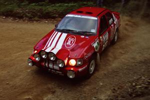 Mike Whitman / Paula Gibeault Ford Sierra Cosworth at a 90-left on SS7, Wilson Run I.