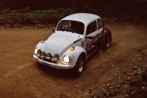 Mike Villemure / Reny Villemure VW Beetle at a 90-left on SS7, Wilson Run I.