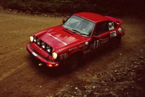 Mike Hurst / Rob Bohn Porsche 911 at a 90-left on SS7, Wilson Run I.