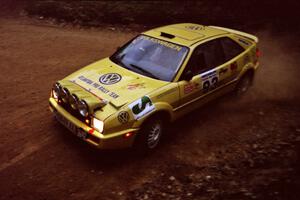 Vinnie Frontinan / Frank Cunningham VW Corrado at a 90-left on SS7, Wilson Run I.