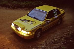 Bill Driegert / Hishin Shim Mitsubishi Galant VR-4 at a 90-left on SS7, Wilson Run I.