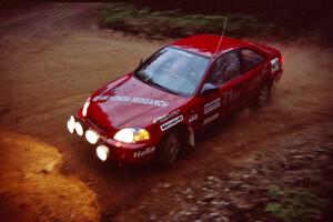 Bryan Hourt / Brian Shanfeld Honda Civic at a 90-left on SS7, Wilson Run I.