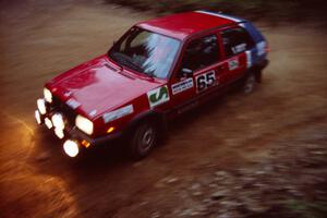 Brian Vinson / Richard Beels VW GTI at a 90-left on SS7, Wilson Run I.