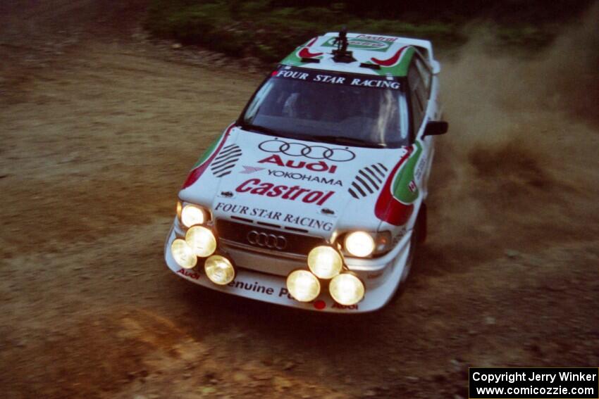 Frank Sprongl / Dan Sprongl Audi S2 Quattro at a 90-left on SS7, Wilson Run I.