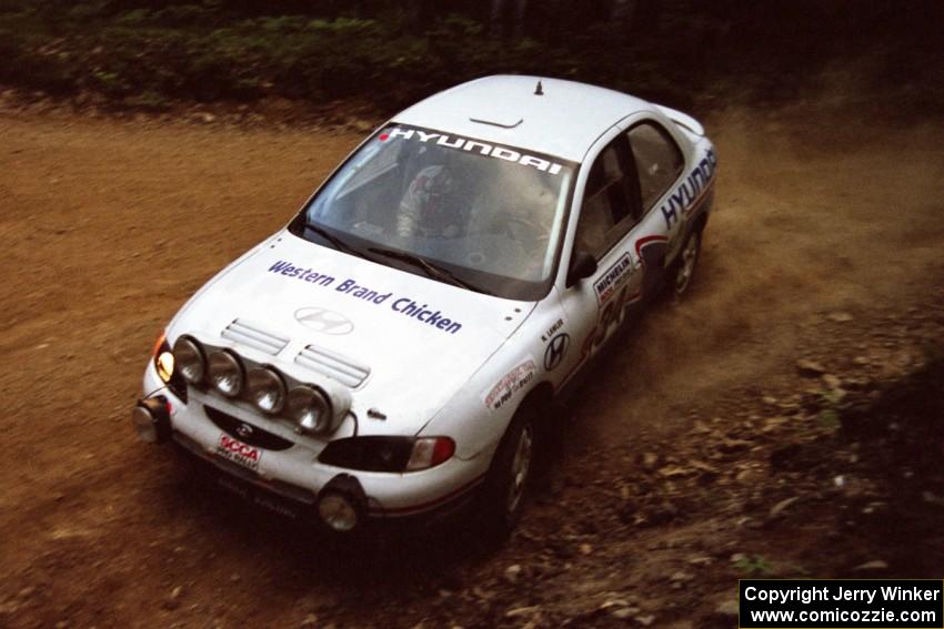 Noel Lawler / Charles Bradley Hyundai Elantra at a 90-left on SS7, Wilson Run I.