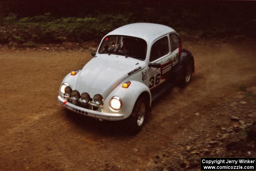 Mike Villemure / Reny Villemure VW Beetle at a 90-left on SS7, Wilson Run I.