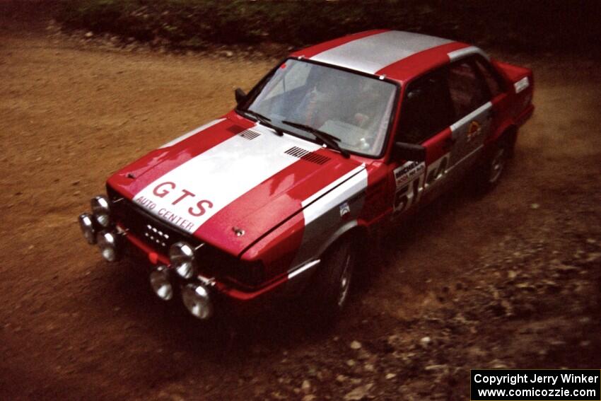 Sylvester Stepniewski / Adam Pelc Audi 4000 Quattro at a 90-left on SS7, Wilson Run I.