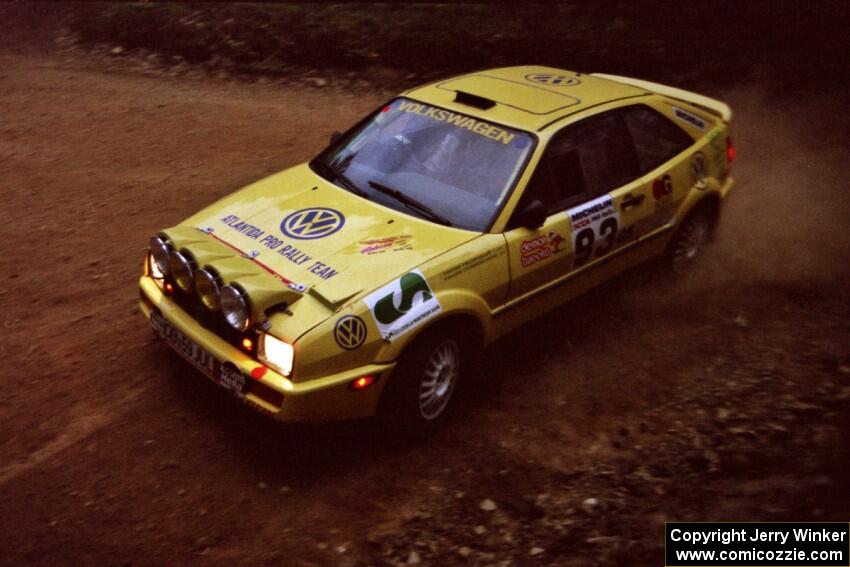 Vinnie Frontinan / Frank Cunningham VW Corrado at a 90-left on SS7, Wilson Run I.