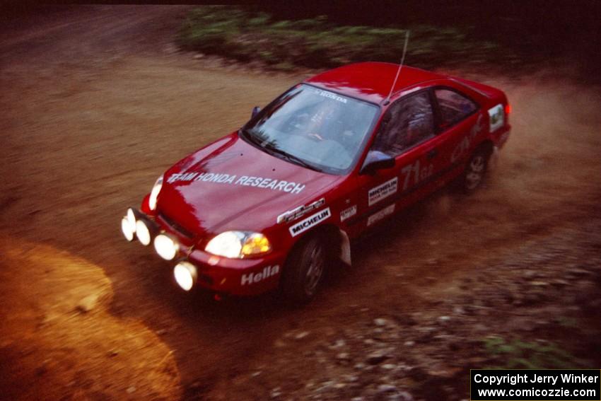 Bryan Hourt / Brian Shanfeld Honda Civic at a 90-left on SS7, Wilson Run I.