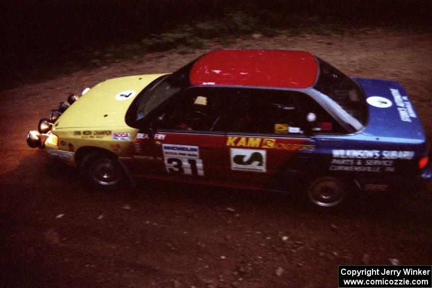 Dean Fry / Don Kennedy Subaru Legacy at a 90-left on SS7, Wilson Run I.