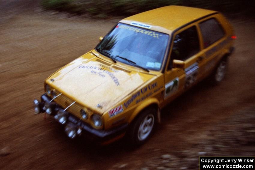 Damien Hynds / Jimmy McGrath VW GTI at a 90-left on SS7, Wilson Run I.