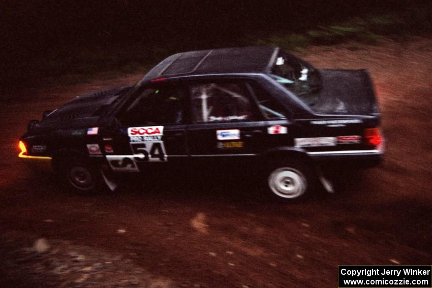 Mike Burke / Tony Lumino Audi 4000 Quattro at a 90-left on SS7, Wilson Run I.