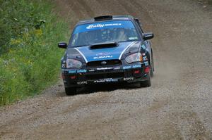 Jonathan Bottoms / Carolyn Bosley Subaru WTX STi limps through the press stage with a broken tranny.